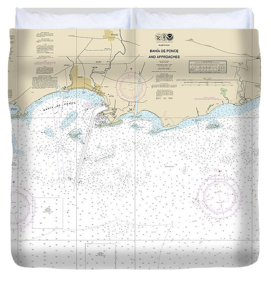 Nautical Chart 25683 Bahia De Ponce Approaches Duvet Cover