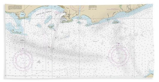 Nautical Chart-25683 Bahia De Ponce-approaches - Bath Towel