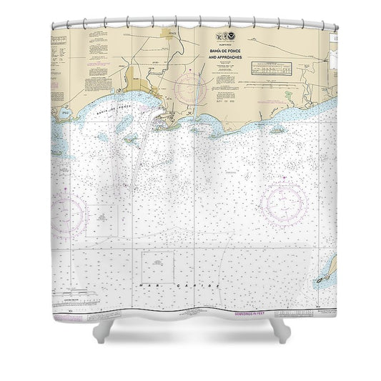 Nautical Chart 25683 Bahia De Ponce Approaches Shower Curtain
