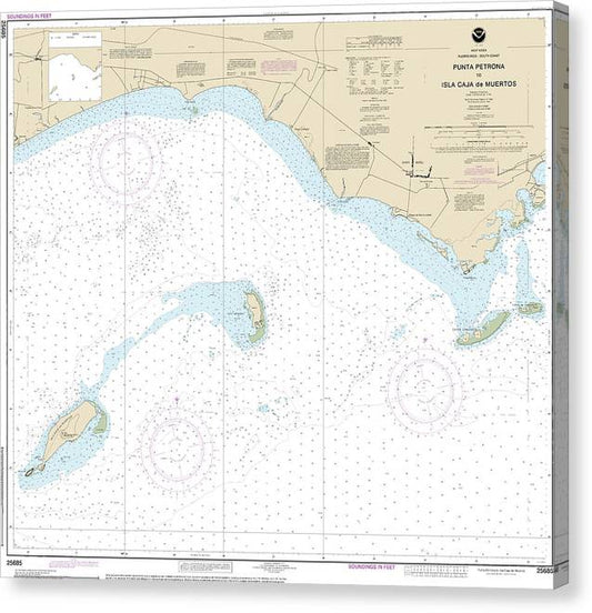 Nautical Chart-25685 Punta Petrona-Lsla Caja De Muertos Canvas Print