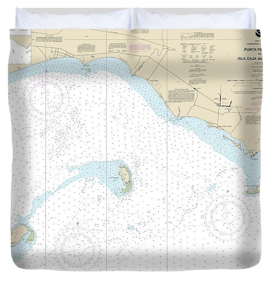 Nautical Chart 25685 Punta Petrona Lsla Caja De Muertos Duvet Cover