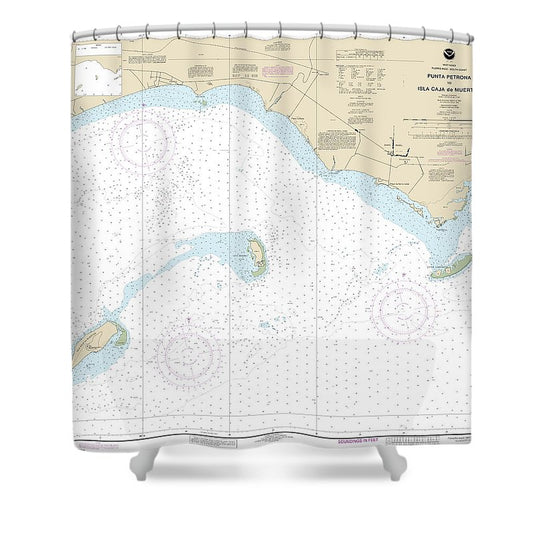 Nautical Chart 25685 Punta Petrona Lsla Caja De Muertos Shower Curtain