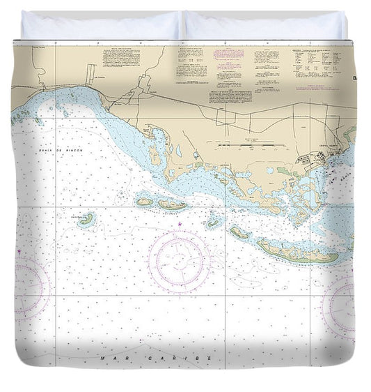 Nautical Chart 25687 Bahia De Jobos Bahia De Rincon Duvet Cover