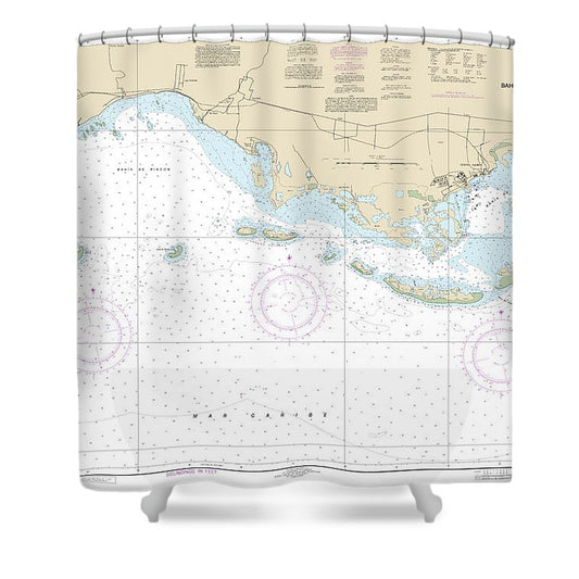 Nautical Chart 25687 Bahia De Jobos Bahia De Rincon Shower Curtain