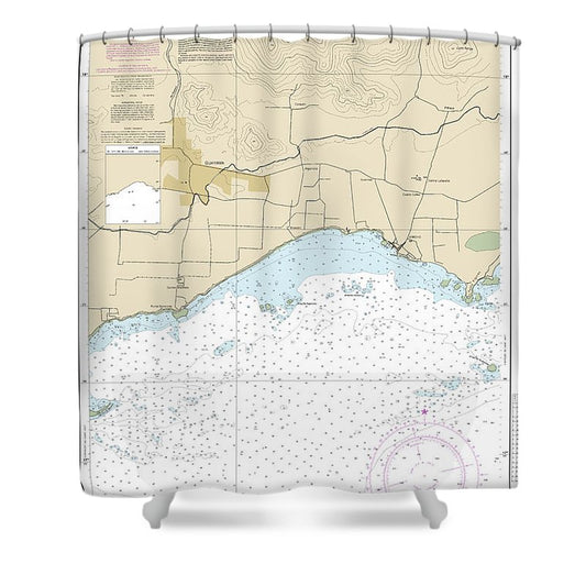 Nautical Chart 25689 Puerto Arroyo Shower Curtain