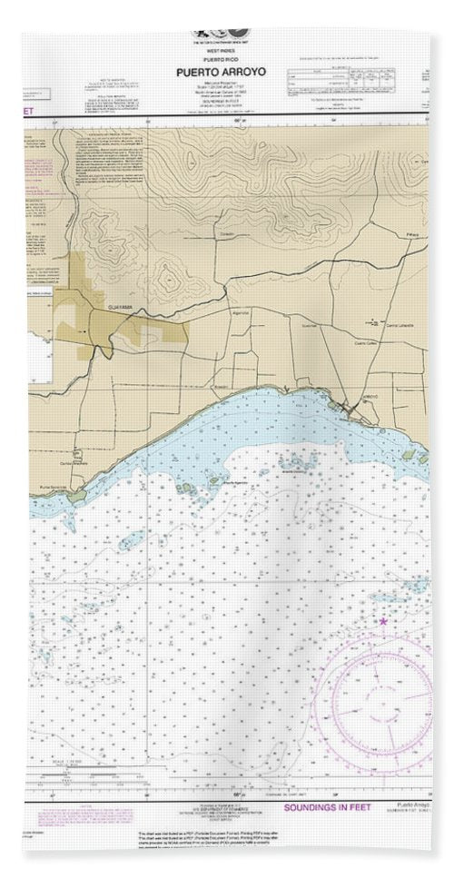 Nautical Chart-25689 Puerto Arroyo - Bath Towel