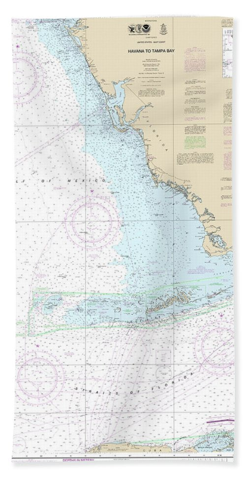 Nautical Chart-4148 Havana-tampa Bay - Bath Towel