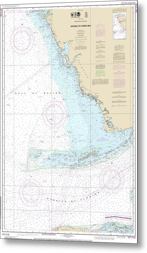 A beuatiful Metal Print of the Nautical Chart-4148 Havana-Tampa Bay - Metal Print by SeaKoast.  100% Guarenteed!