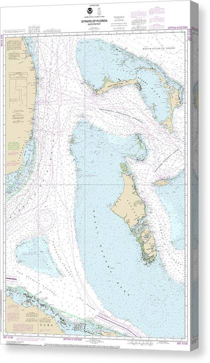 Nautical Chart-4149 Straits-Florida � Eastern Part Canvas Print