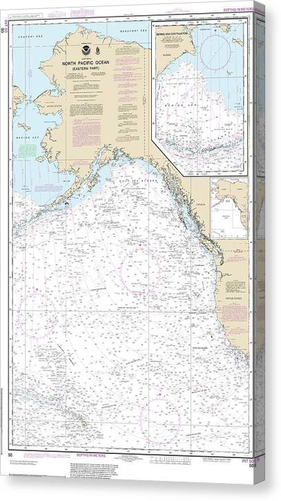 Nautical Chart-50 North Pacific Ocean (Eastern Part) Bering Sea Continuation Canvas Print