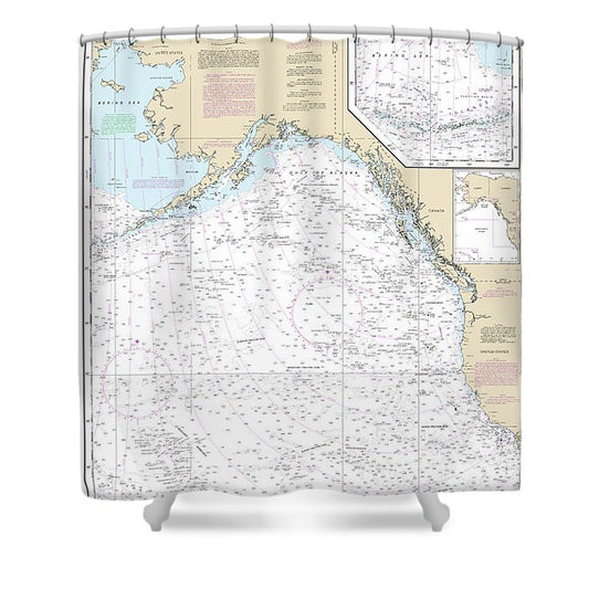 Nautical Chart 50 North Pacific Ocean (Eastern Part) Bering Sea Continuation Shower Curtain