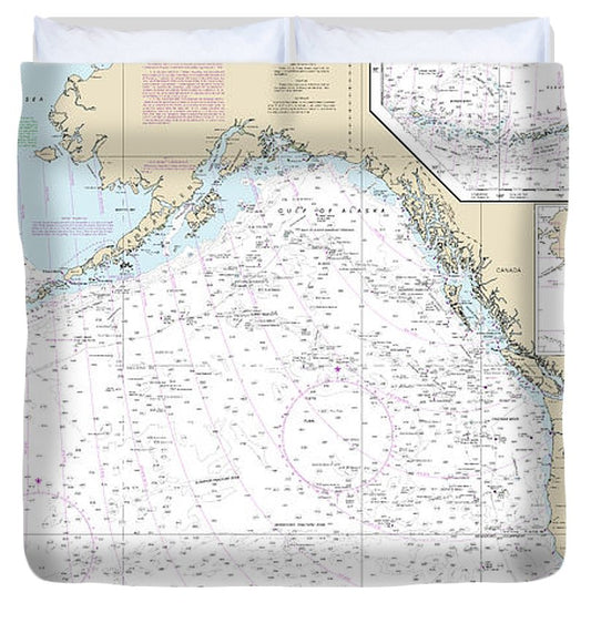 Nautical Chart 50 North Pacific Ocean (Eastern Part) Bering Sea Continuation Duvet Cover