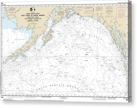 Nautical Chart-500 West Coast-North America Dixon Ent-Unimak Pass Canvas Print