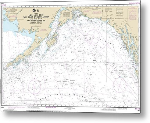A beuatiful Metal Print of the Nautical Chart-500 West Coast-North America Dixon Ent-Unimak Pass - Metal Print by SeaKoast.  100% Guarenteed!