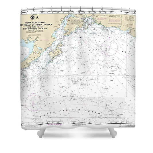 Nautical Chart 500 West Coast North America Dixon Ent Unimak Pass Shower Curtain