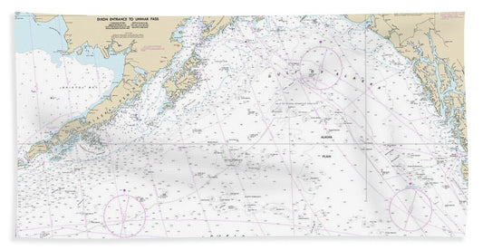 Nautical Chart-500 West Coast-north America Dixon Ent-unimak Pass - Bath Towel