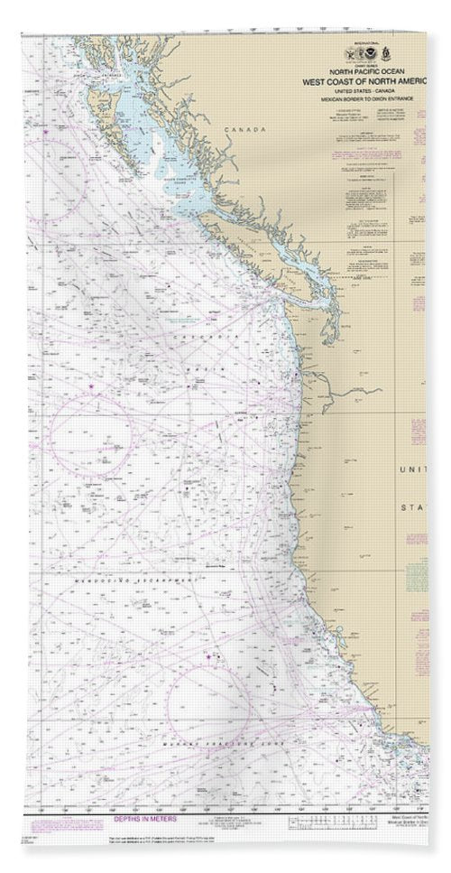 Nautical Chart-501 North Pacific Ocean West Coast-north America Mexican Border-dixon Entrance - Bath Towel