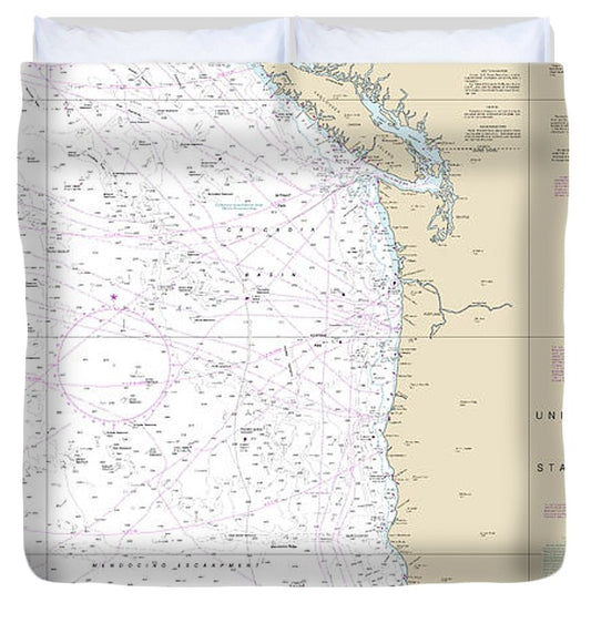 Nautical Chart 501 North Pacific Ocean West Coast North America Mexican Border Dixon Entrance Duvet Cover