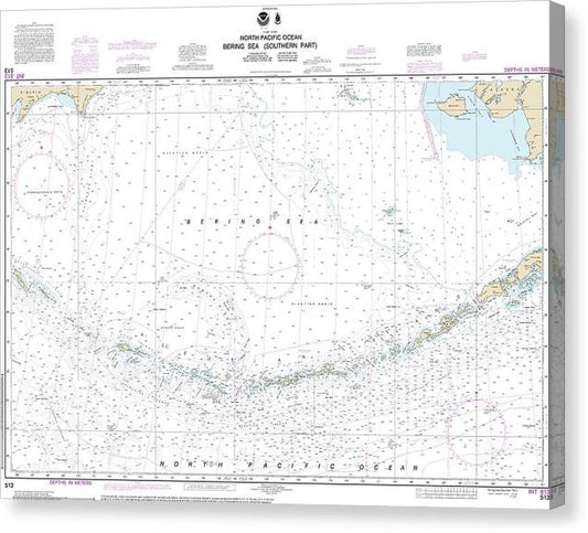 Nautical Chart-513 Bering Sea Southern Part Canvas Print