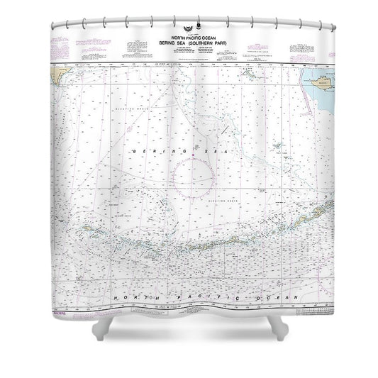 Nautical Chart 513 Bering Sea Southern Part Shower Curtain