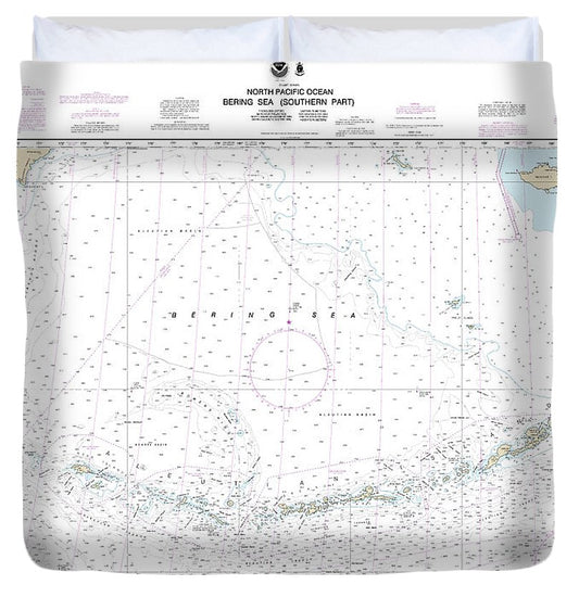 Nautical Chart 513 Bering Sea Southern Part Duvet Cover