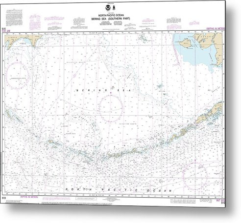 A beuatiful Metal Print of the Nautical Chart-513 Bering Sea Southern Part - Metal Print by SeaKoast.  100% Guarenteed!