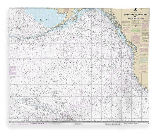 Nautical Chart 530 North America West Coast San Diego Aleutian Islands Hawaiian Islands Blanket