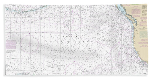 Nautical Chart-530 North America West Coast San Diego-aleutian Islands-hawaiian Islands - Beach Towel