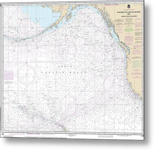 A beuatiful Metal Print of the Nautical Chart-530 North America West Coast San Diego-Aleutian Islands-Hawaiian Islands - Metal Print by SeaKoast.  100% Guarenteed!