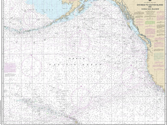 Nautical Chart 530 North America West Coast San Diego Aleutian Islands Hawaiian Islands Puzzle
