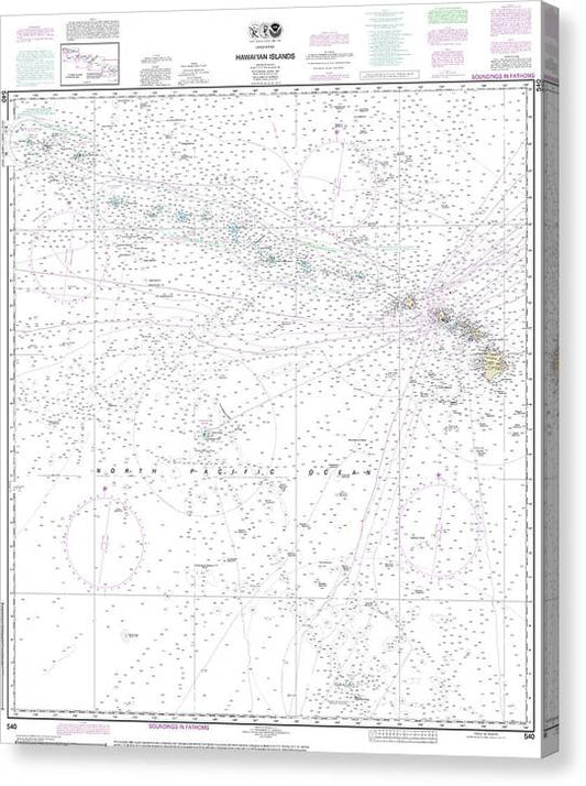Nautical Chart-540 Hawaiian Islands Canvas Print