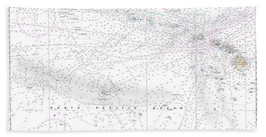 Nautical Chart-540 Hawaiian Islands - Beach Towel