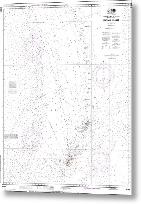 A beuatiful Metal Print of the Nautical Chart-81004 Commonwealth-The Northern Mariana Islands - Metal Print by SeaKoast.  100% Guarenteed!