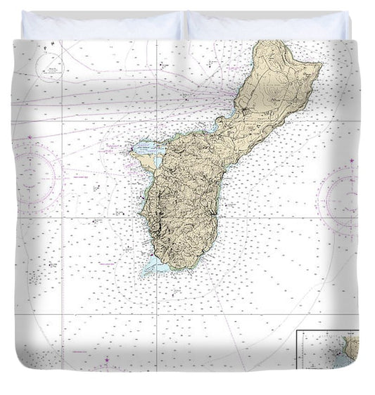 Nautical Chart 81048 Mariana Islands Island Guam Territory Guam, Cocos Lagoon Duvet Cover