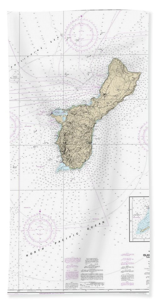 Nautical Chart-81048 Mariana Islands Island-guam Territory-guam, Cocos Lagoon - Bath Towel
