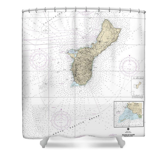 Nautical Chart 81048 Mariana Islands Island Guam Territory Guam, Cocos Lagoon Shower Curtain