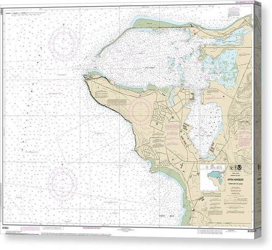 Nautical Chart-81054 Mariana Islands Apra Harbor, Guam Canvas Print