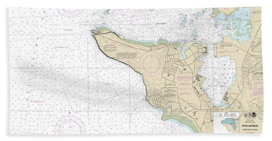 Nautical Chart-81054 Mariana Islands Apra Harbor, Guam - Bath Towel