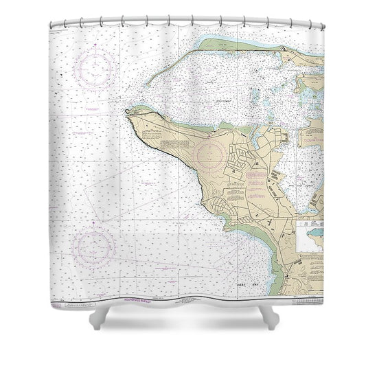 Nautical Chart 81054 Mariana Islands Apra Harbor, Guam Shower Curtain
