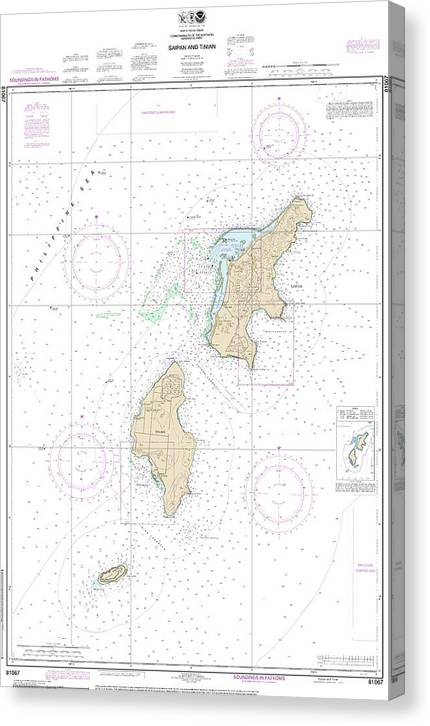 Nautical Chart-81067 Commonwealth-The Northern Mariana Islands Saipan-Tinian Canvas Print
