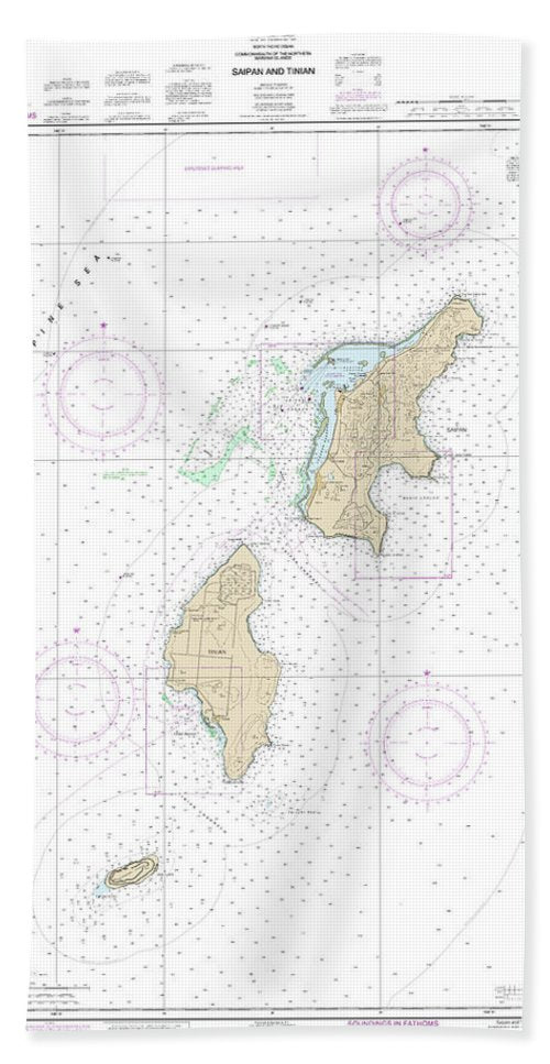 Nautical Chart-81067 Commonwealth-the Northern Mariana Islands Saipan-tinian - Bath Towel