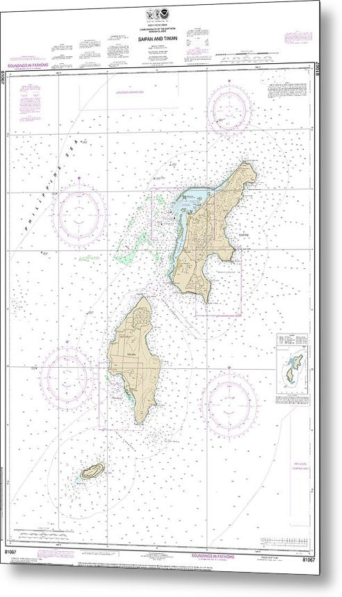 A beuatiful Metal Print of the Nautical Chart-81067 Commonwealth-The Northern Mariana Islands Saipan-Tinian - Metal Print by SeaKoast.  100% Guarenteed!