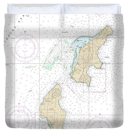 Nautical Chart 81067 Commonwealth The Northern Mariana Islands Saipan Tinian Duvet Cover