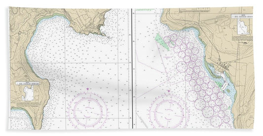 Nautical Chart-81071 Commonwealth-the Northern Mariana Islands Bahia Laolao, Saipan Island-tinian Harbor, Tinian Island - Bath Towel