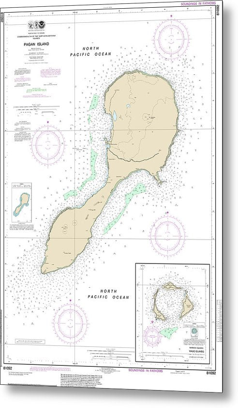 A beuatiful Metal Print of the Nautical Chart-81092 Commonwealth-The Northern Mariana Islands - Metal Print by SeaKoast.  100% Guarenteed!