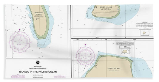 Nautical Chart-83116 Islands In The Pacific Ocean-jarvis, Bake-howland Islands - Bath Towel