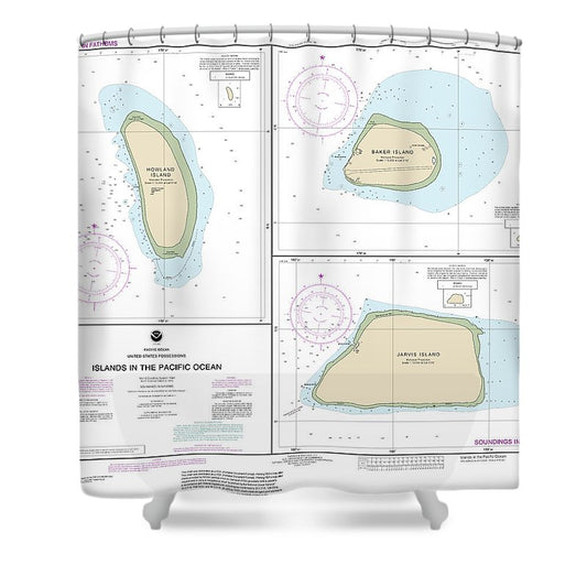 Nautical Chart 83116 Islands In The Pacific Ocean Jarvis, Bake Howland Islands Shower Curtain