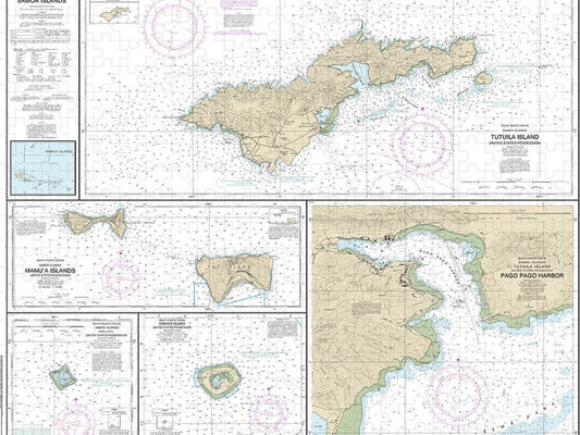 Nautical Chart 83484 Us Possessions In Samoa Islands Manua Islands, Pago Pago Harbor, Tutuila Island, Rose Atoll, Swains Island Puzzle