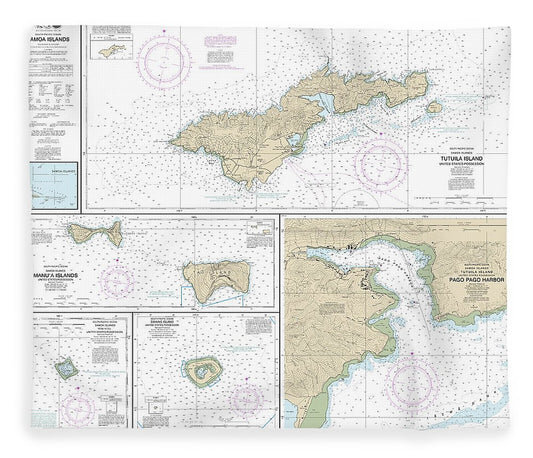 Nautical Chart 83484 Us Possessions In Samoa Islands Manua Islands, Pago Pago Harbor, Tutuila Island, Rose Atoll, Swains Island Blanket