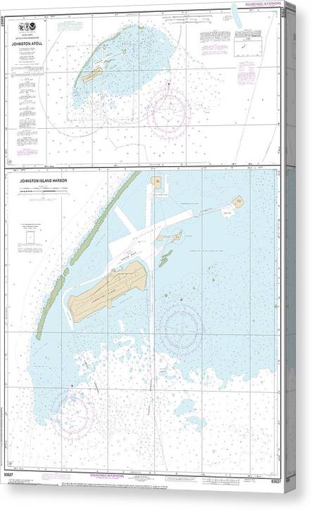 Nautical Chart-83637 Johnston Atoll, Johnston Island Harbor Canvas Print